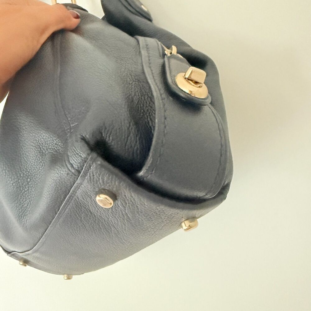 Coach Edie 31 Shoulder Bag Pebble Leather Slouchy Tote Polished Dark Blue Purse - Picture 6 of 11